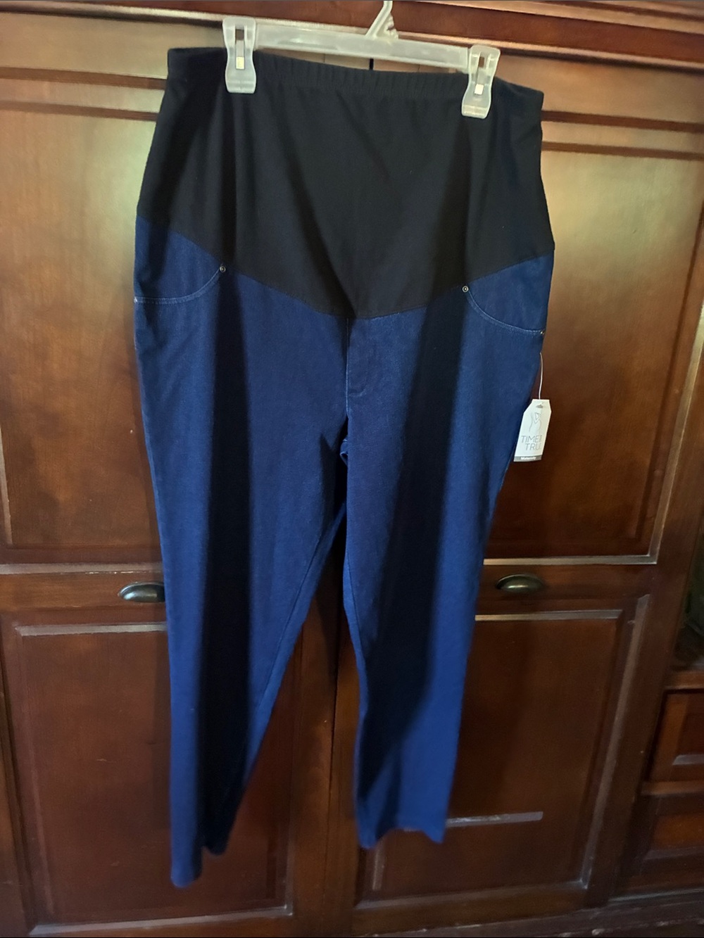 Time and Tru Black & Navy Blue Maternity Jeggings